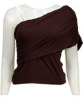 MINT VELVET Burgundy Brown One Shoulder Draped Top UK S