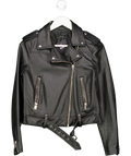ZARA Black Faux Leather Biker Jacket UK S
