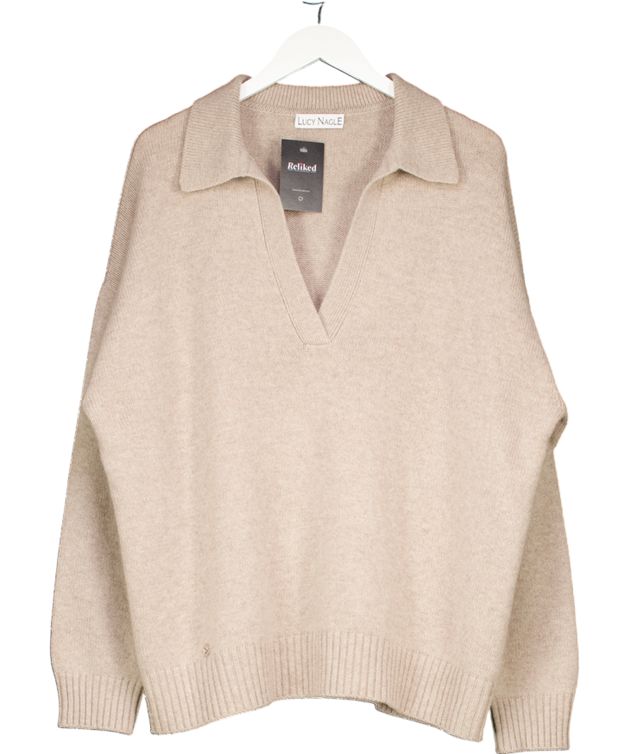 LUCY NAGLE Beige The Cashmere Collar Oversize Sweater In Sandstone One Size