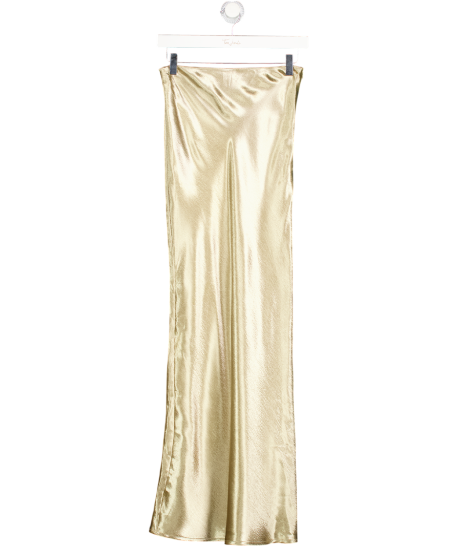 4th & Reckless Champagne Beige Satin Slip Midi Skirt UK 8