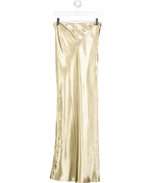 4th & Reckless Champagne Beige Satin Slip Midi Skirt UK 8