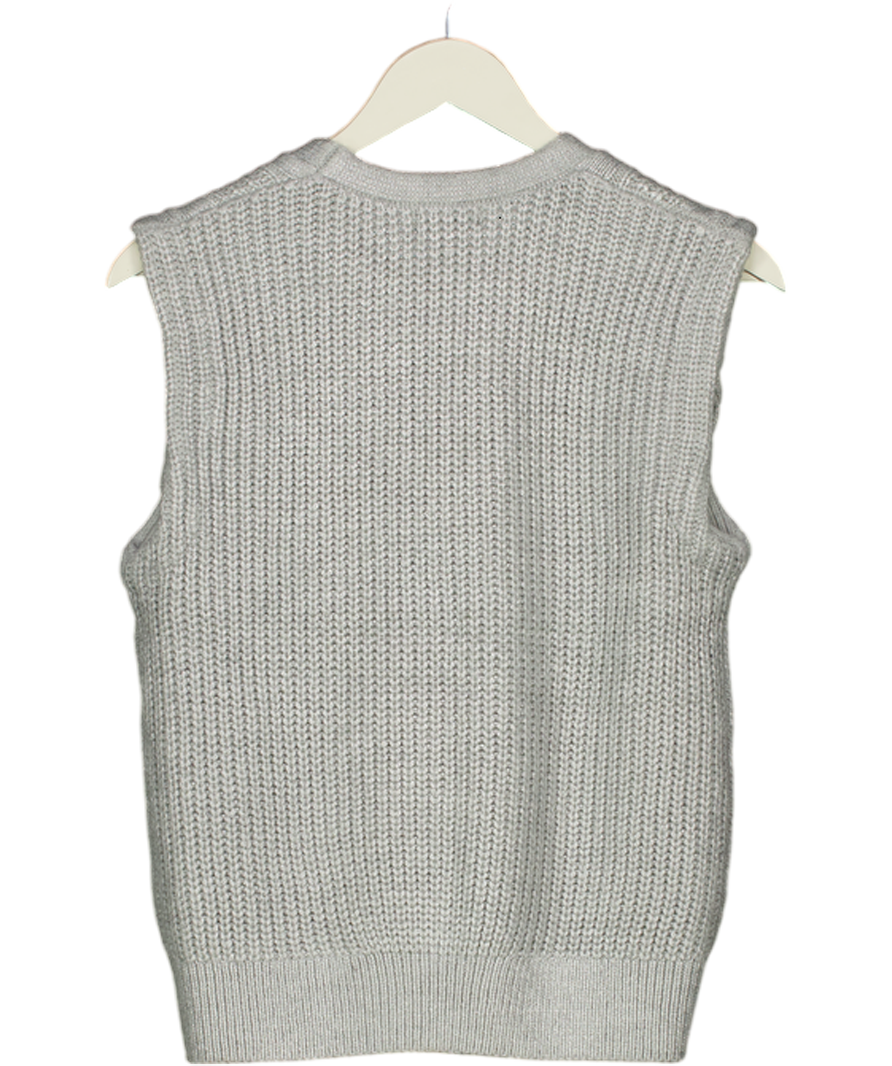 Karen Millen Silver Grey Foil Cable Knit Tank Top UK S