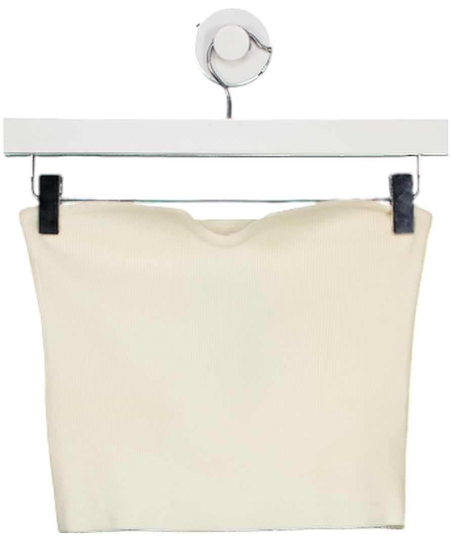 Tempting Cream Knitted Bandeau Top UK S