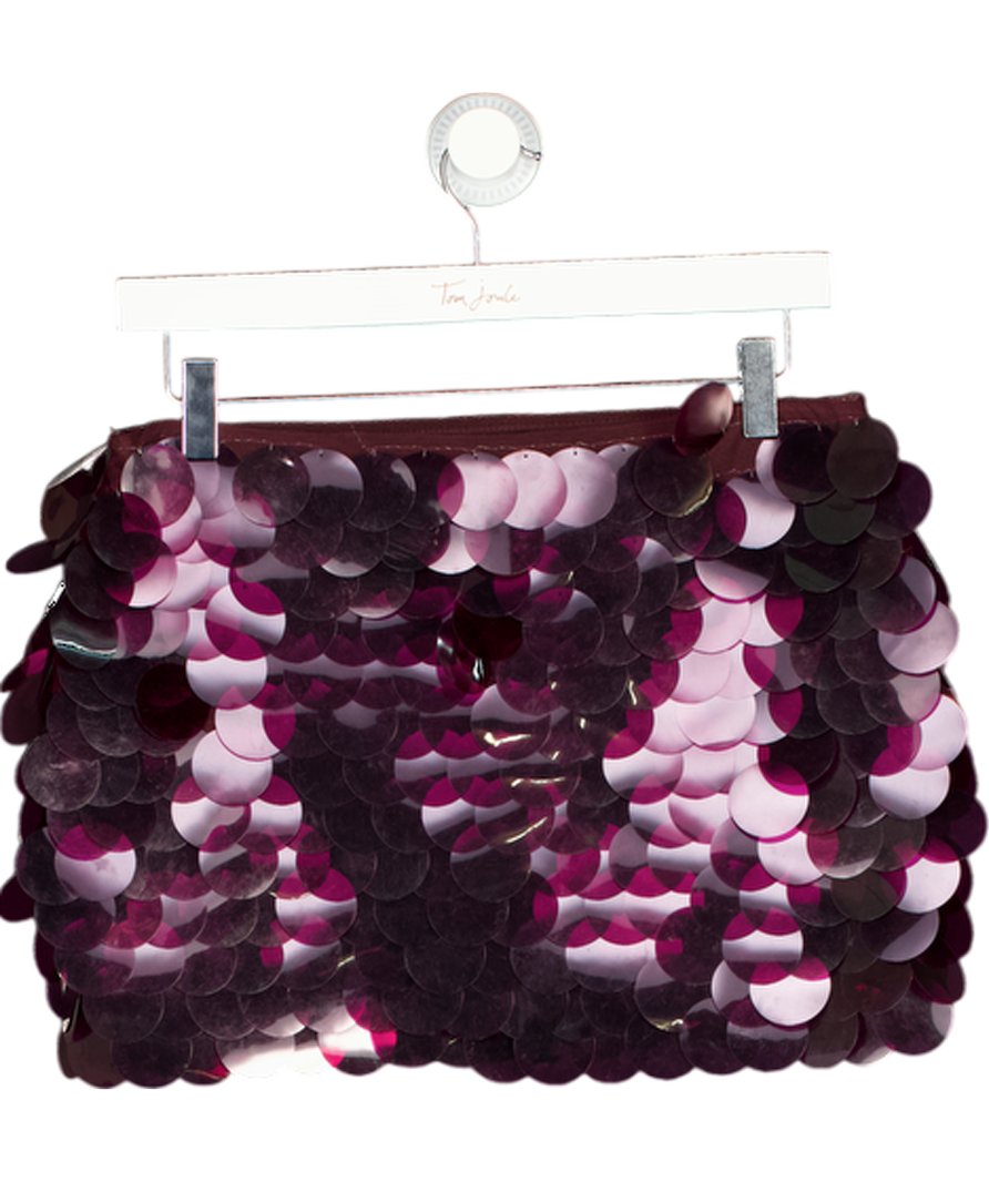 White Fox Red Burgundy Sequin Mini Skirt UK M