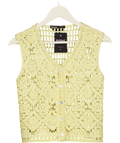 THREADBARE Yellow Crochet Button Up Vest /waistcoat Top UK 8