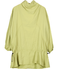 TOPSHOP Khaki Green Cupro Funnel Neck Dropped Waist Long Sleeve Mini Dress UK 6