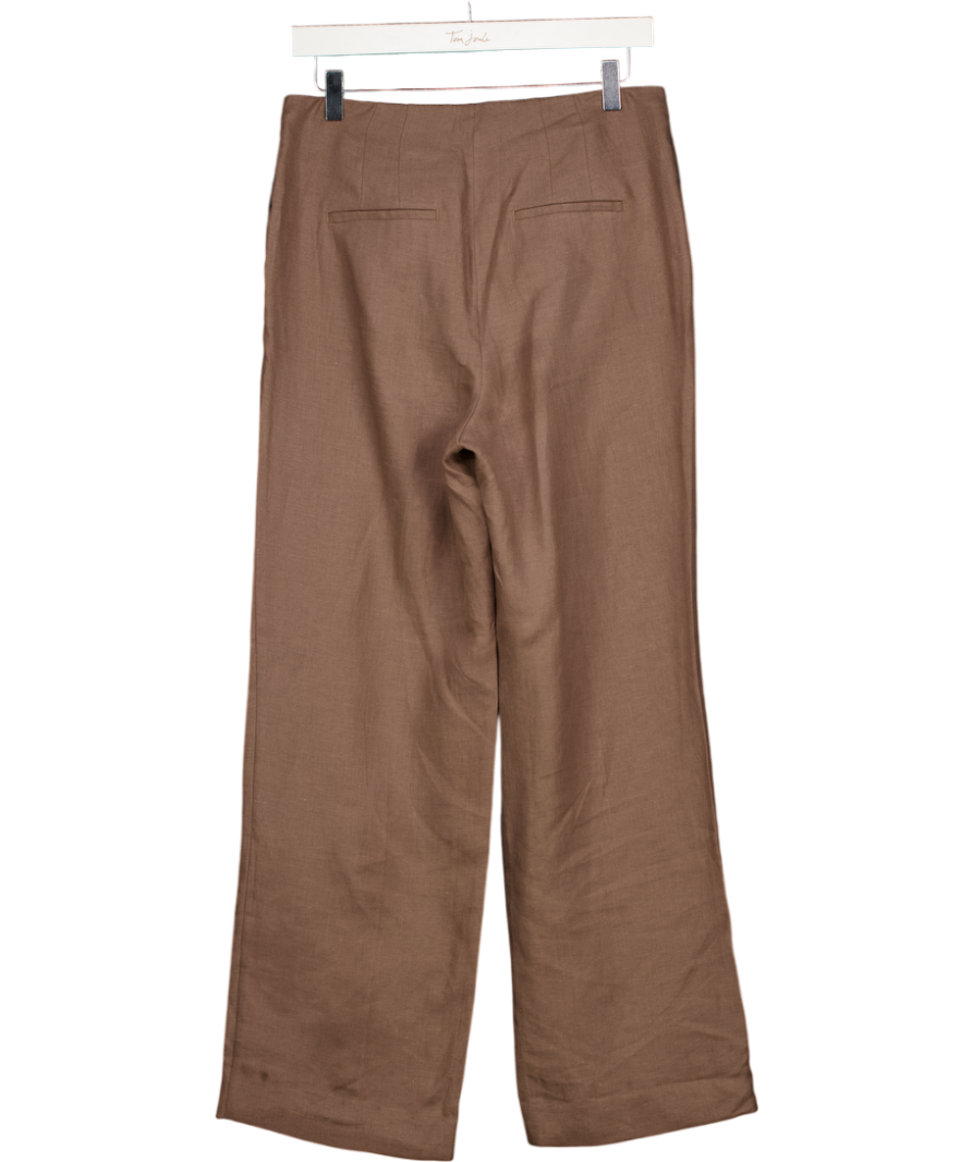 TALBOTS Brown Light Broen Classic Linen Straight Ankle Trousers Us4 UK 8