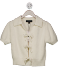 ZARA Cream Bow Front Short Sleeve Knit Top UK M
