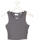JJXX Fallon Ribbed Cropped Vest In Dark Grey UK XS