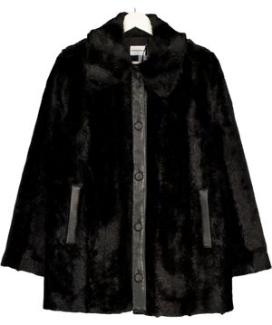 CLAUDIE PIERLOT Black Fur And Faux Leather Jacket UK XS