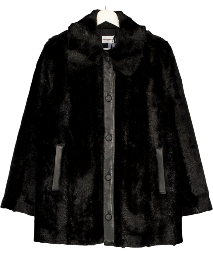 CLAUDIE PIERLOT Black Fur And Faux Leather Jacket UK XS