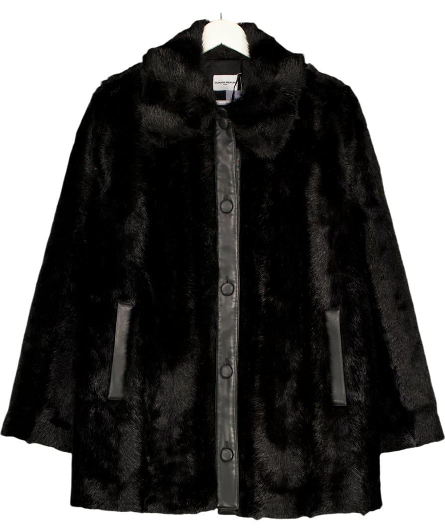 CLAUDIE PIERLOT Black Fur And Faux Leather Jacket UK XS