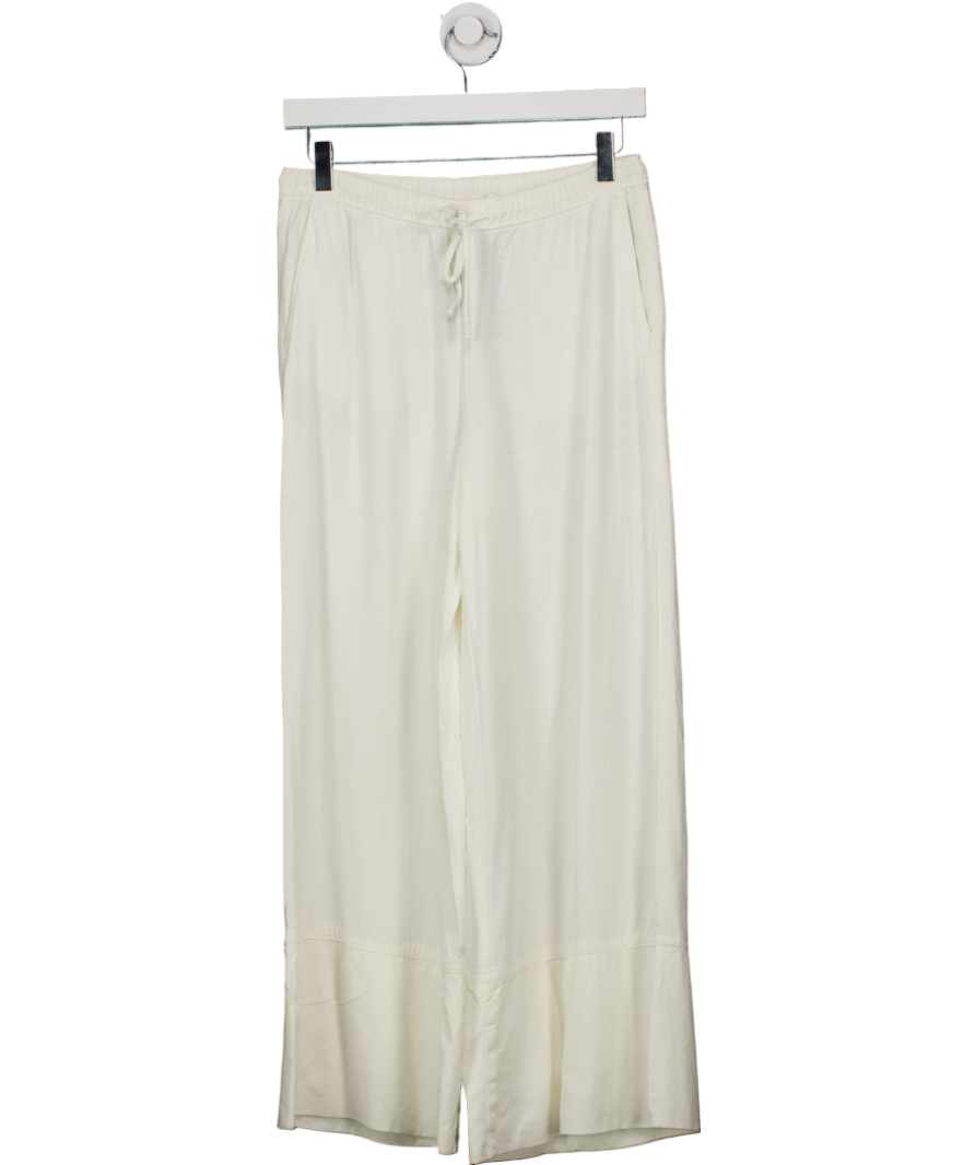 H&M White Wide Linen-blend Trousers UK XS