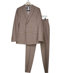 M&S Brown Slim Fit Double Breasted Suit Jacket (34") And Trousers Set W30