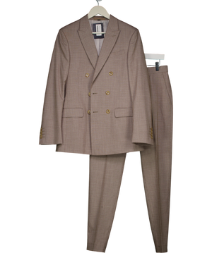 M&S Brown Slim Fit Double Breasted Suit Jacket (34") & Trousers Set W30