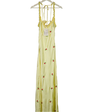 DAMSON MADDER Yellow Simone Slip Midi Dress UK 10