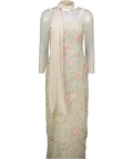 NEEDLE & THREAD Cream Cressida Embroidery Strapless Ankle Gown Dress UK 10
