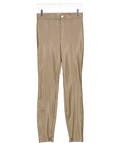 ZARA Taupe Beige Faux Leather Trousers With Ankle Zips UK S
