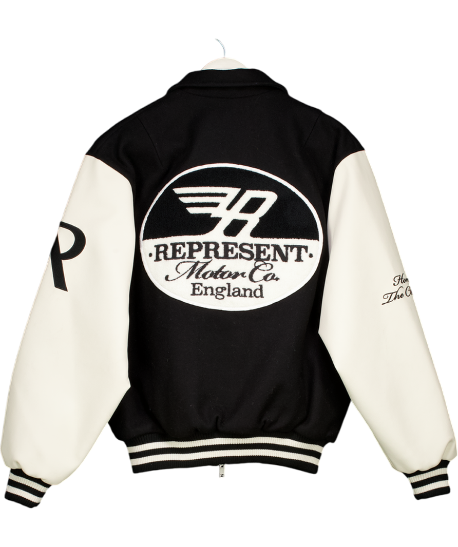 REPRESENT Black Racing Team Varsity Jacket Black/white UK S