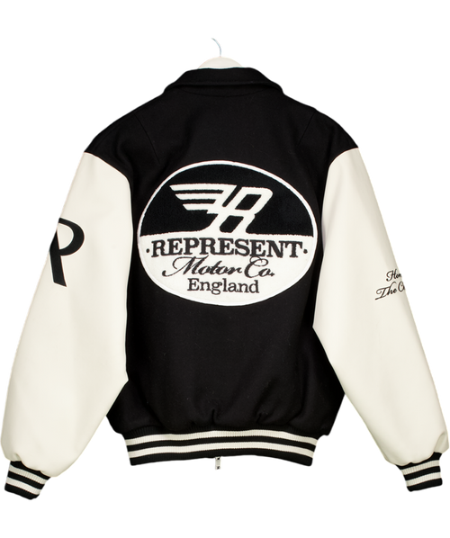REPRESENT Black Racing Team Varsity Jacket Black/white UK S