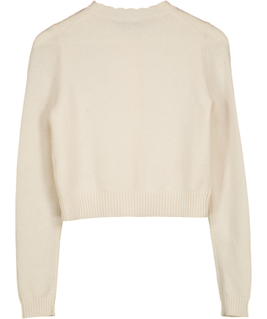 House of CB Anjou Cream Lambswool Floral Embroidered Cardigan UK XS