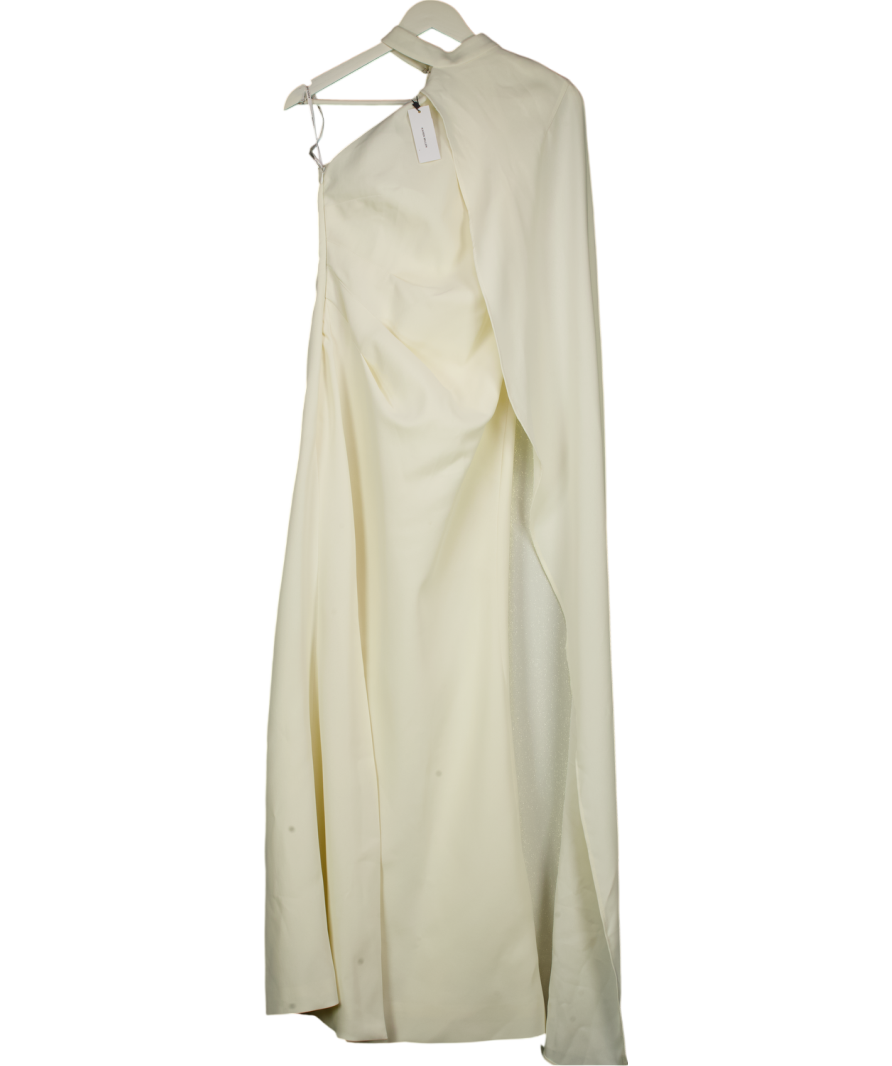 KAREN MILLEN Cream Soft Tailored One Shoulder Cape Sleeve Maxi Dress UK 6