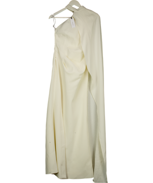 KAREN MILLEN Cream Soft Tailored One Shoulder Cape Sleeve Maxi Dress UK 6