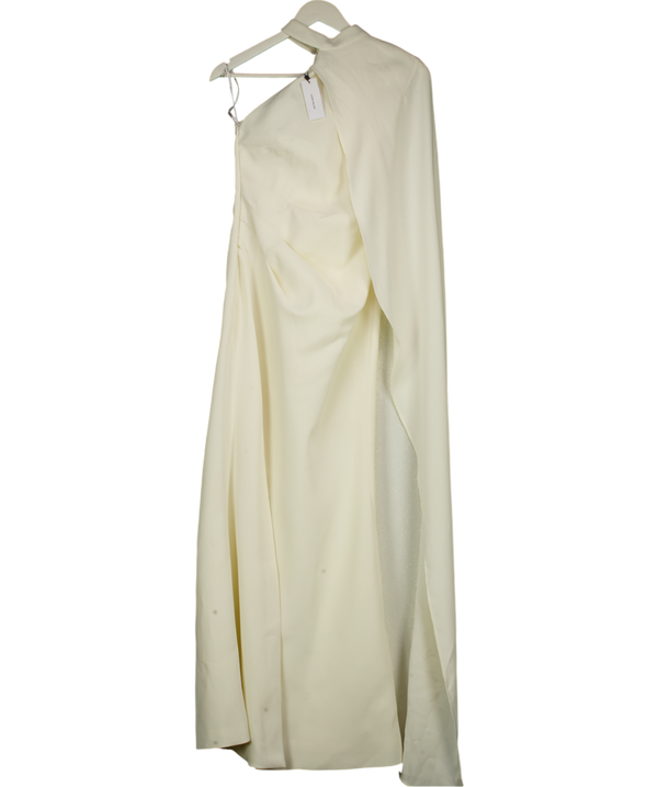 KAREN MILLEN Cream Soft Tailored One Shoulder Cape Sleeve Maxi Dress UK 6