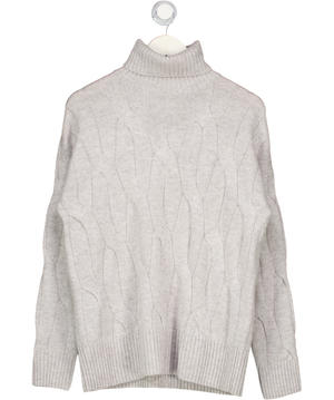 J. MCGLAUGHLIN Grey Wool & Cashmere Blend Cable Knit Jumper UK M