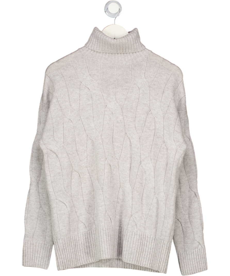 J. MCGLAUGHLIN Grey Wool & Cashmere Blend Cable Knit Jumper UK M