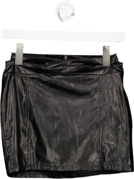 Fashion Nova Black Faux Leather cut out mini skirt UK XS