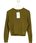 SEZANE Olive Green Sami Merino Wool & Cotton Blend Jumper UK S