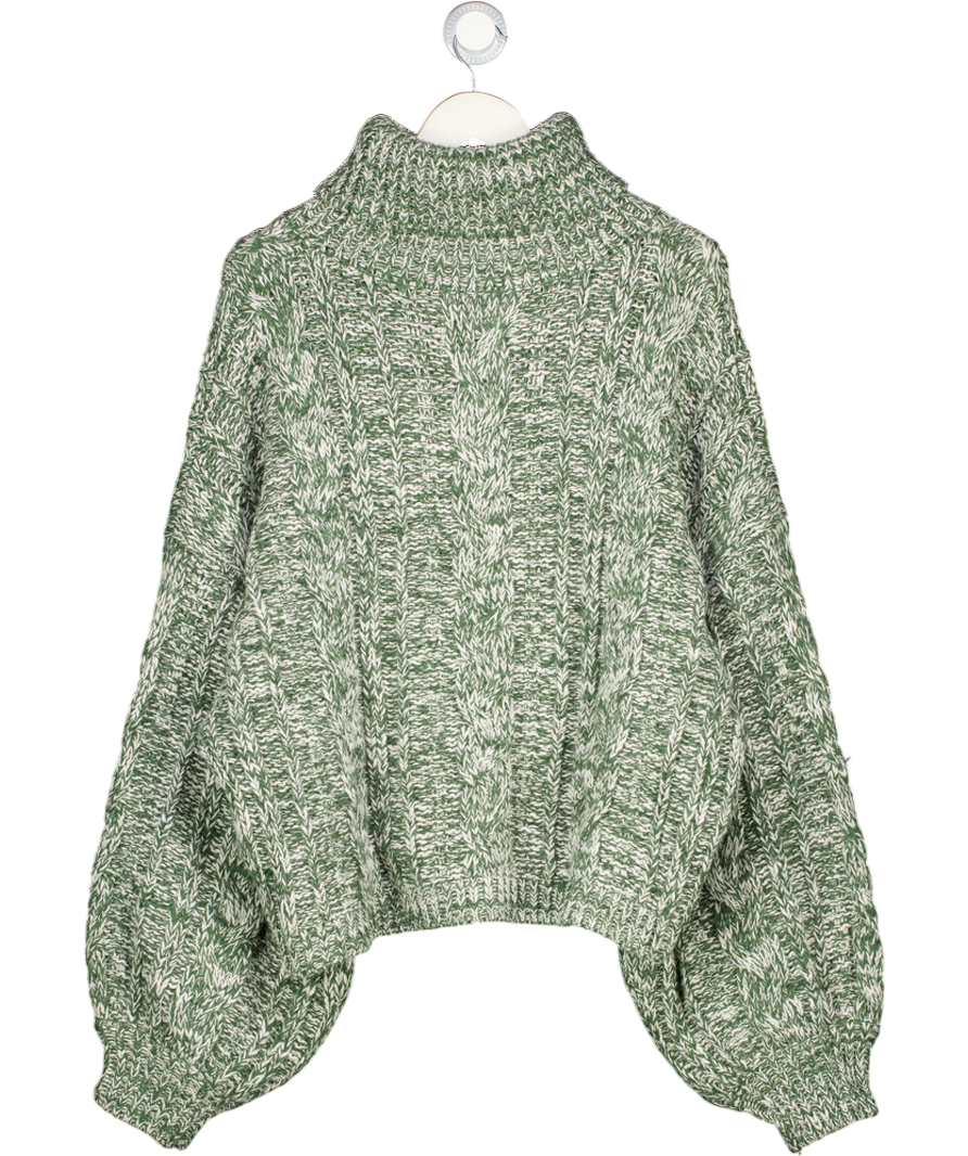 Arrange Green High Neck Twist Yarn Cable Jumper UK XL