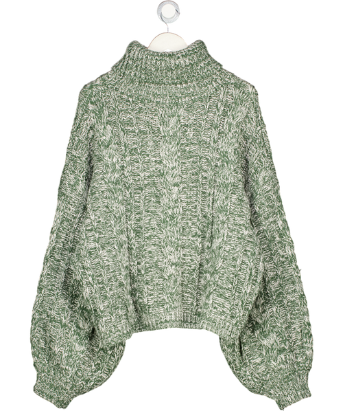 Arrange Green High Neck Twist Yarn Cable Jumper UK XL