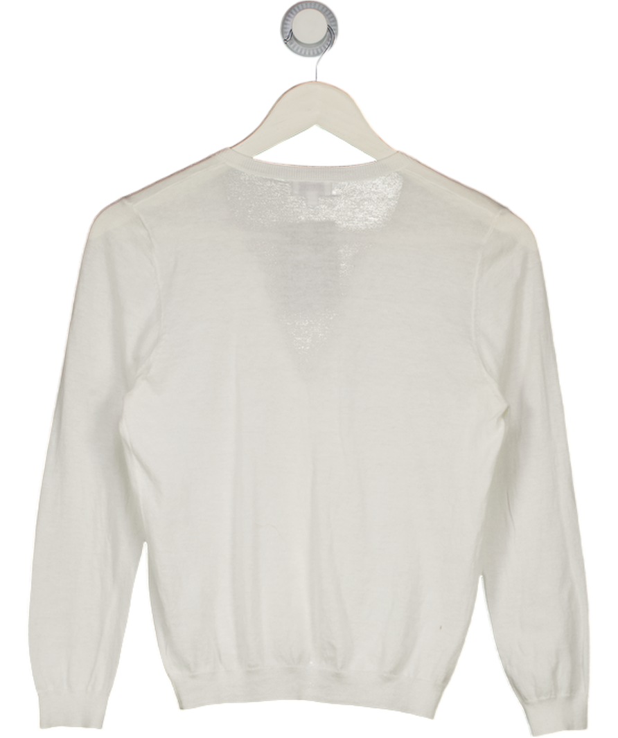 BRORA White Extra Fine Cotton Knit Cardigan UK 8