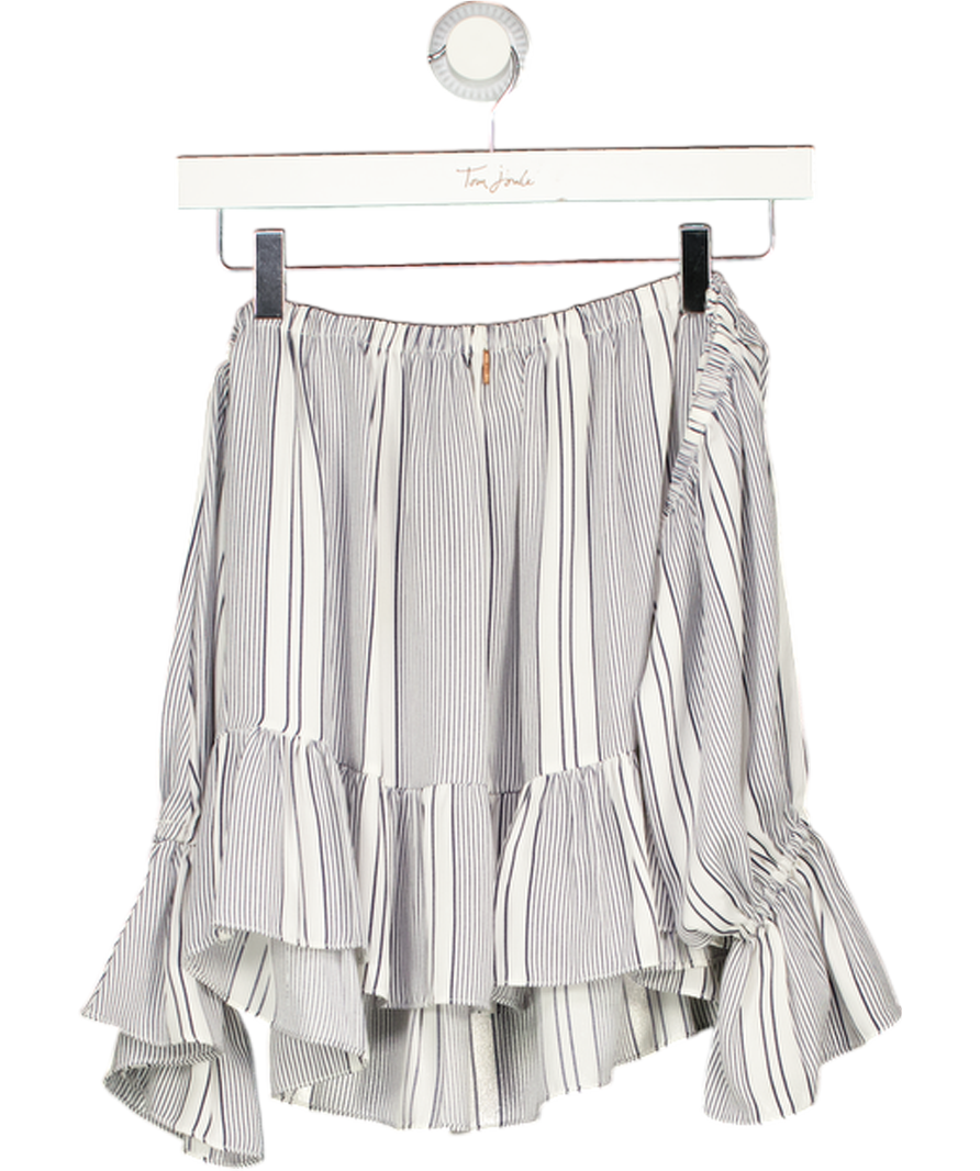 MISA Los Angeles White / Navy Striped Off The Shoulder Top UK XS