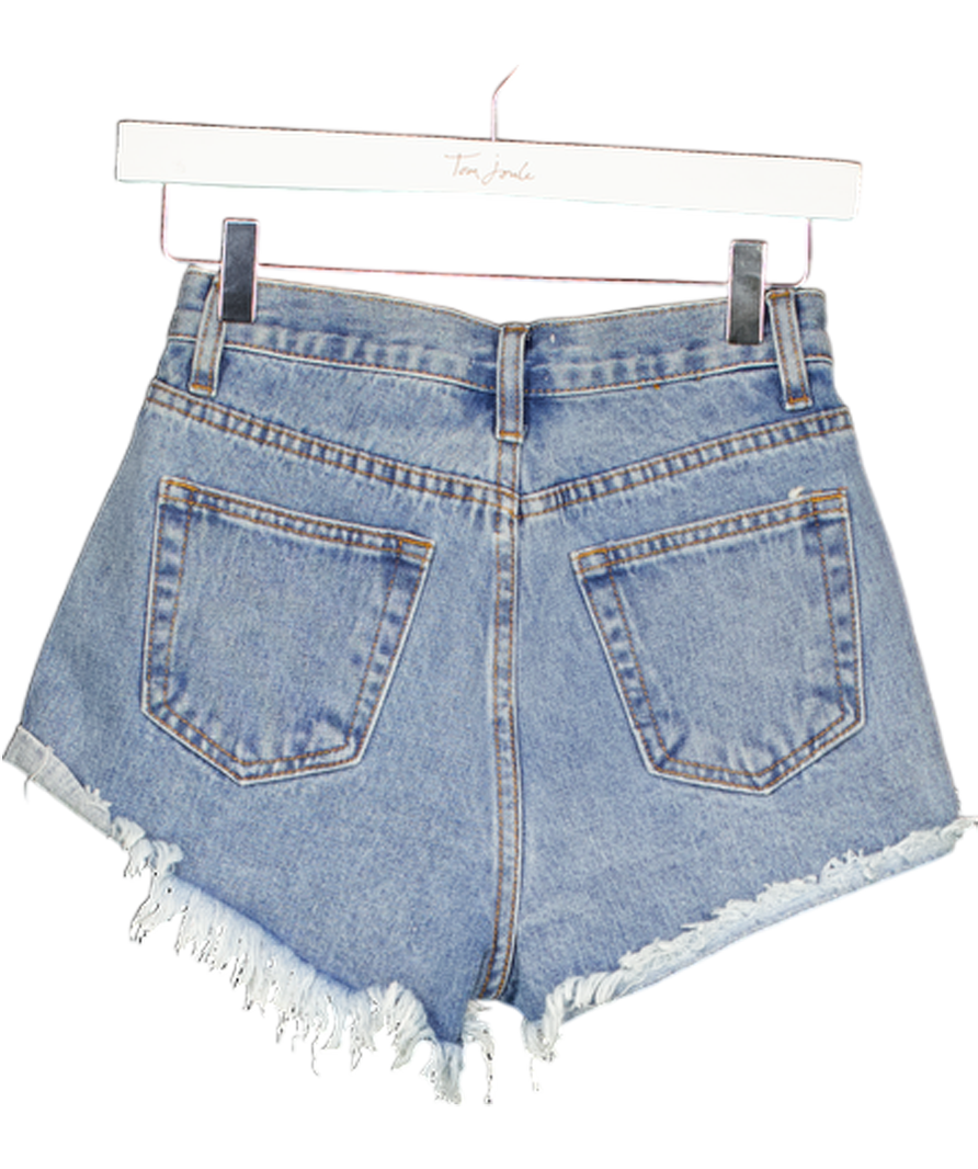 SUPERDOWN Blue Frayed Edge Denim Shorts W24
