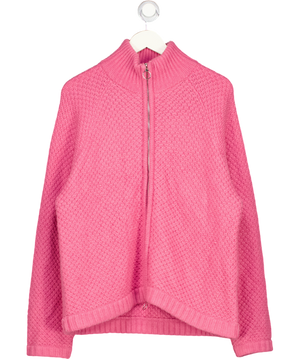 about:blank Pink Merino Wool  Funnel Neck Zip Cardigan UK M