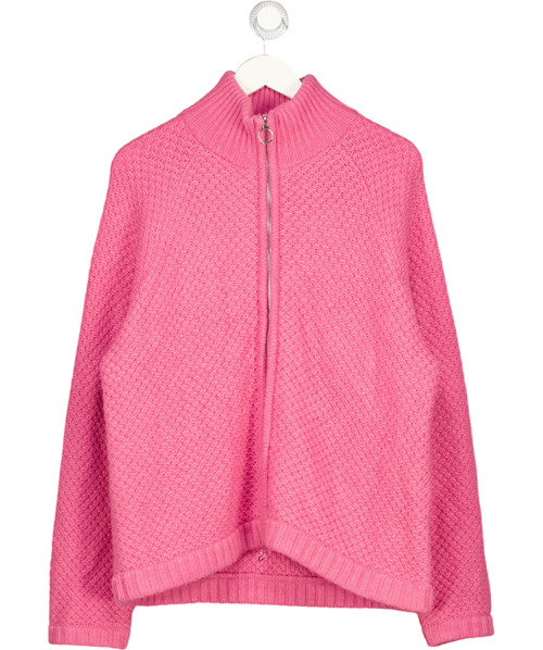 about:blank Pink Merino Wool  Funnel Neck Zip Cardigan UK M