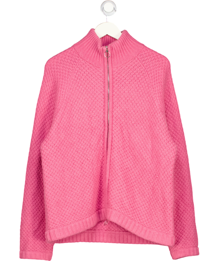 about:blank Pink Merino Wool  Funnel Neck Zip Cardigan UK M