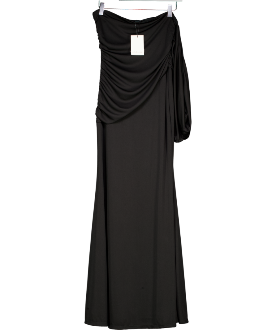 Nobody's Child Black Asymmetric Jersey Dallas Midi Dress UK 8