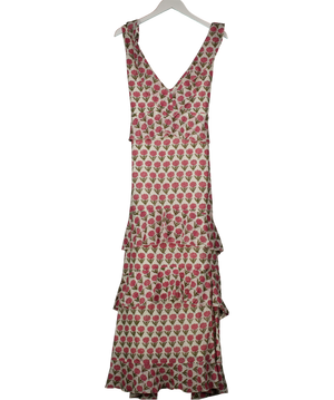 ANETOS LONDON White / Pink Block Printed Cotton Dress One Size