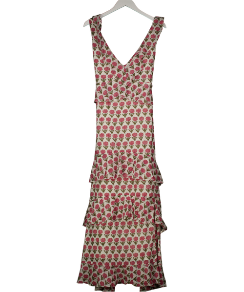 ANETOS LONDON White / Pink Block Printed Cotton Dress One Size