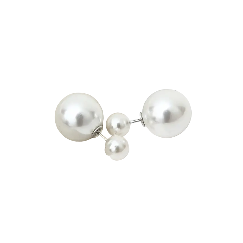Double Pearl Tribal stud Earrings in tulle gift bag