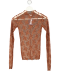 FREE PEOPLE Brown Intimately Black Sheer Lace High Neck Top UK XS