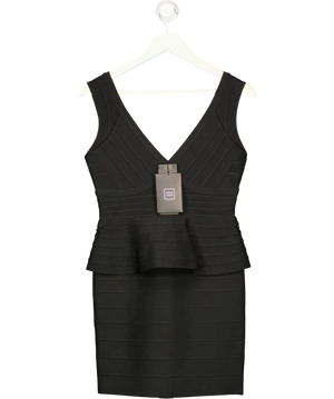 Herve Leger Rebeca Black Peplum Bandage Mini Dress Uk 12-14 UK L