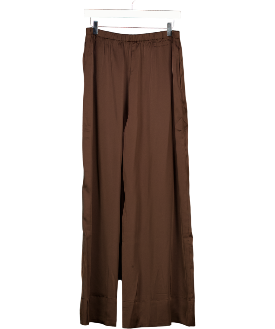 FRENCH CONNECTION Bernadetta Satin Wide Leg Trousers, Bitter Chocolate Brown UK M
