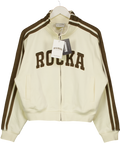 RU & ROCKA Cream City Stripe Logo Zip Cotton Jacket UK M