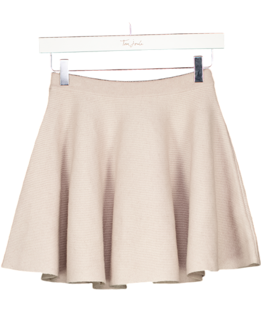 HOUSE OF CB Beige Fern Ribbed-knit Mini Skirt UK S