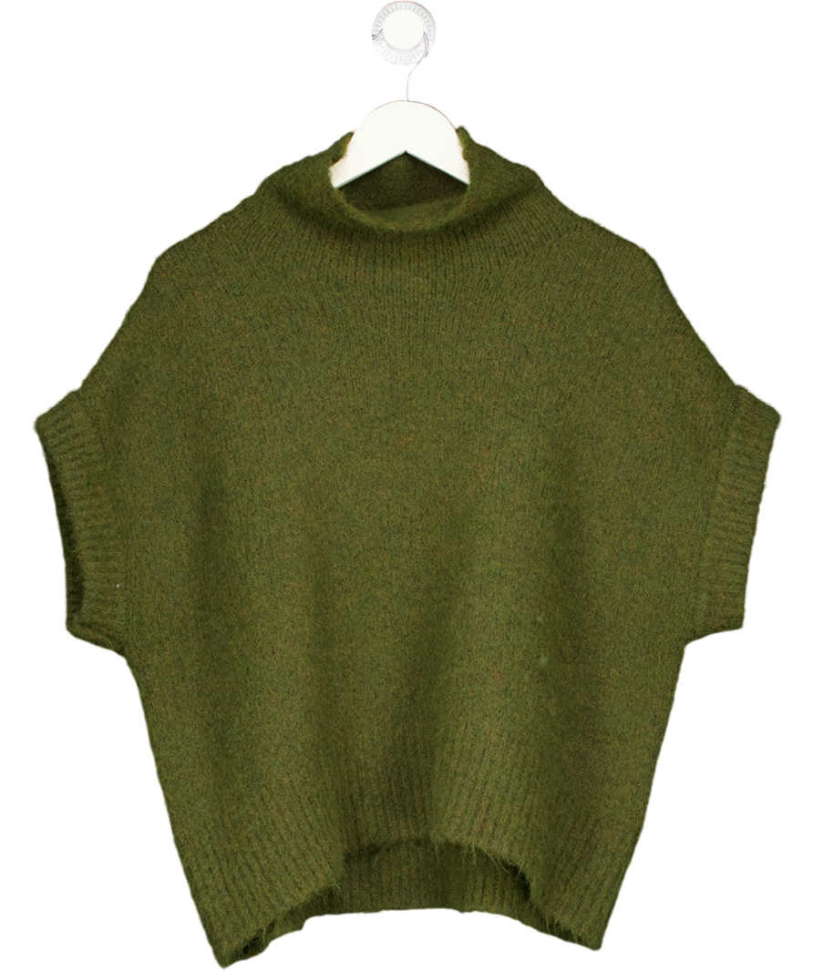 Karen Millen Olive Green Fuzzy Knit High Neck Jumper UK S